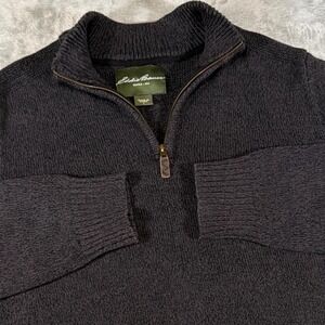 Y2K Vintage Eddie Bauer Quarter Zip Knit Sweater | Charcoal | Large